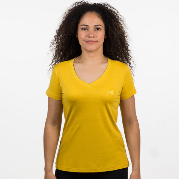 Austral Ladies V Neck Tshirt - Mustard Mostaza