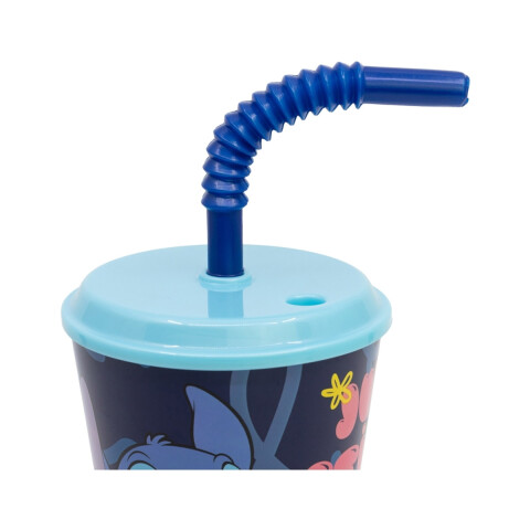 Vaso Plástico con Pajita Retráctil Stitch 430 ml U