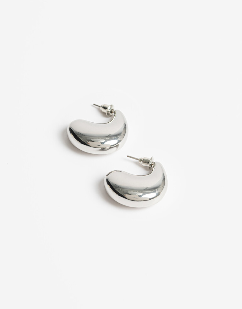 Aros Colgantes Cortos Metal Aros Cortos Metal Gota Plateado - Plateado