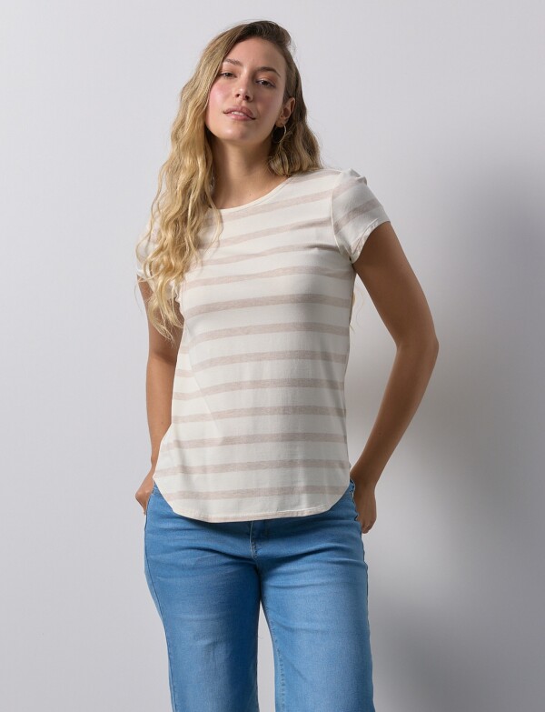 Remera Modal Lineas BEIGE