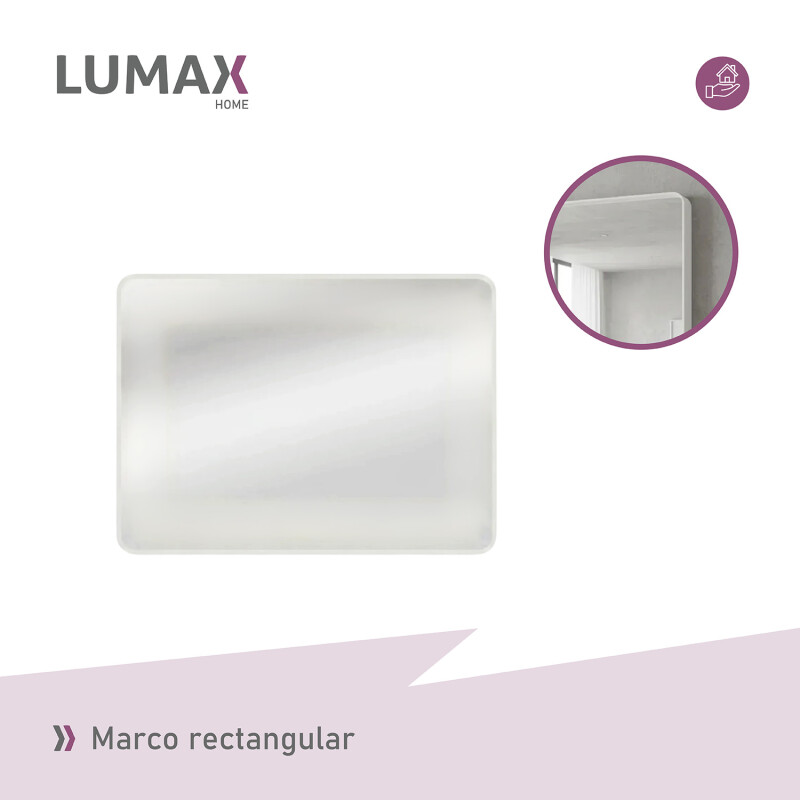 Espejo Horizontal Lumax Xindi Marco Rectangular 90 x 70cm Blanco