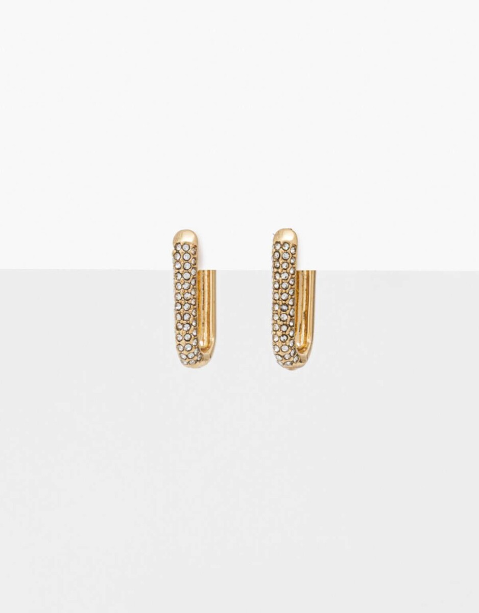 Aros Argollas Eslabón Strass - Dorado 