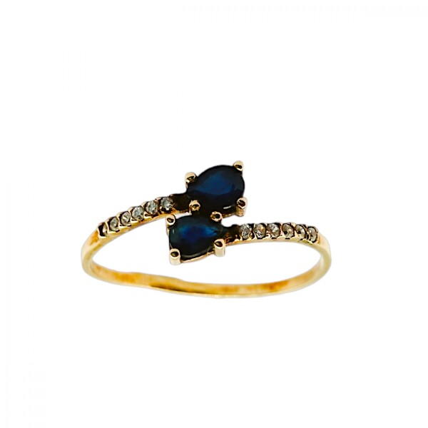 Anillo Toi ei Moi-Oro Bajo-Piedra Zafiro y Zirconia-AN8128 conpiedra