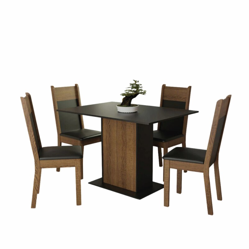 Juego de comedor con tablero de madera y 4 sillas Juego de comedor con tablero de madera y 4 sillas