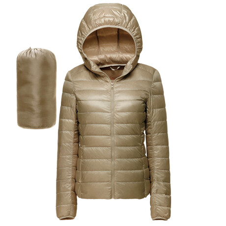 Uzspace Campera Dama Capucha Liviana Fácil Guardado Beige