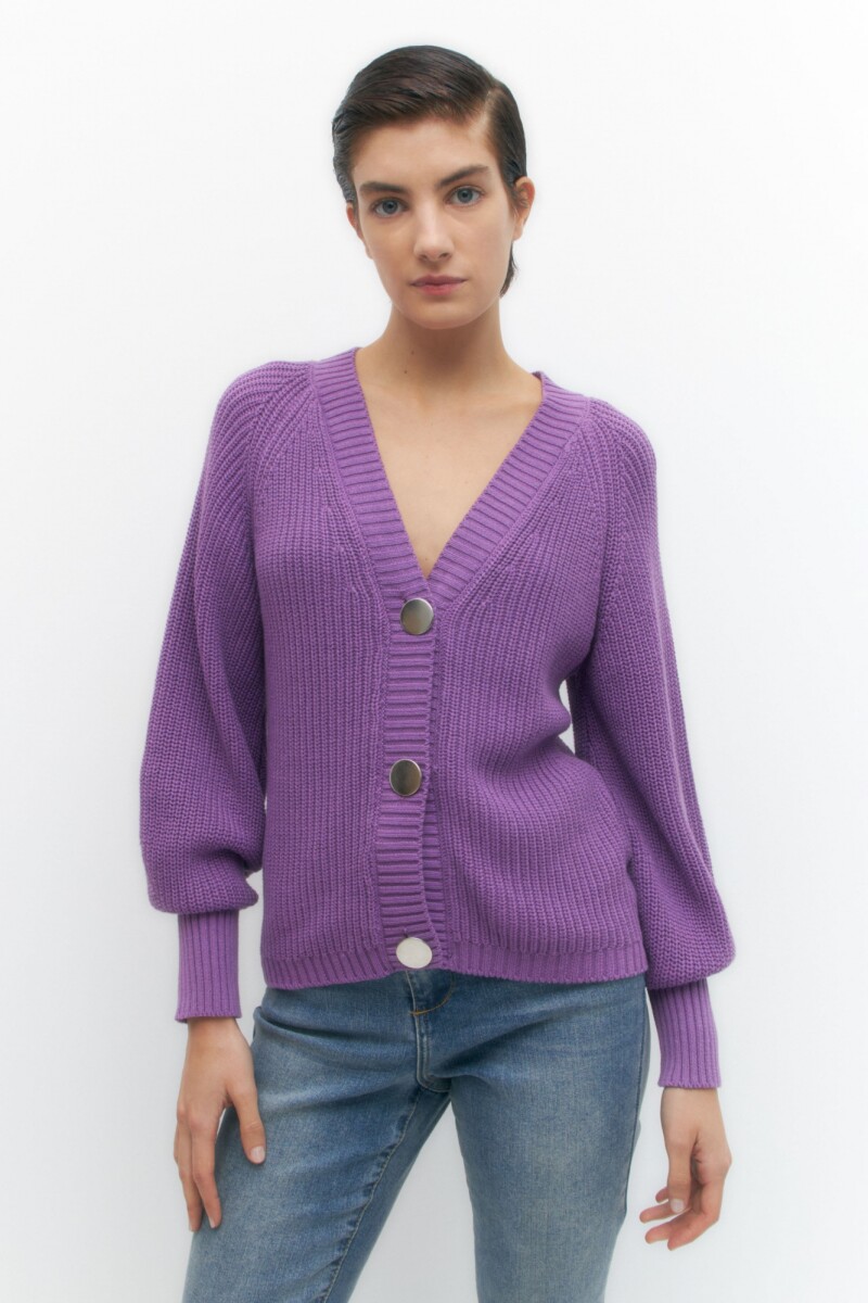 Cardigan con botones - violeta 