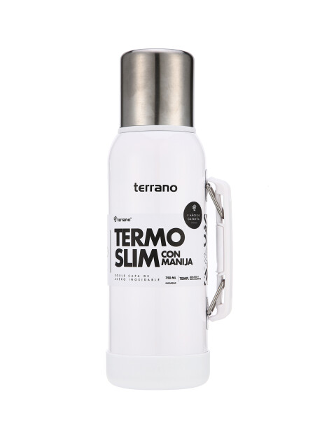 Termo Slim 750mL. con Base Silicona Blanco Metalizado