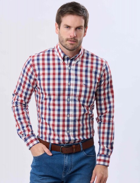 CAMISA SPORT A CUADROS Rojo
