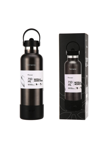 Botella Térmica con Pico 750mL. Negro Metalizado