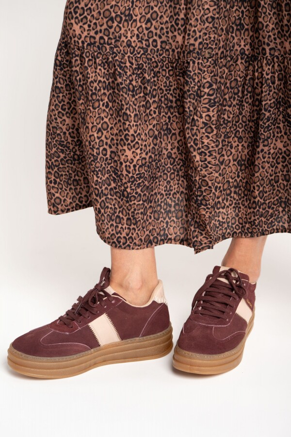 Zapatilla Combinada Bordo