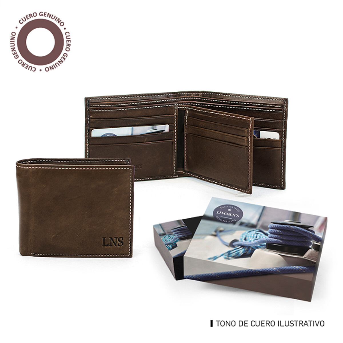 BILLETERA CUERO CICLOPE - CAFE 