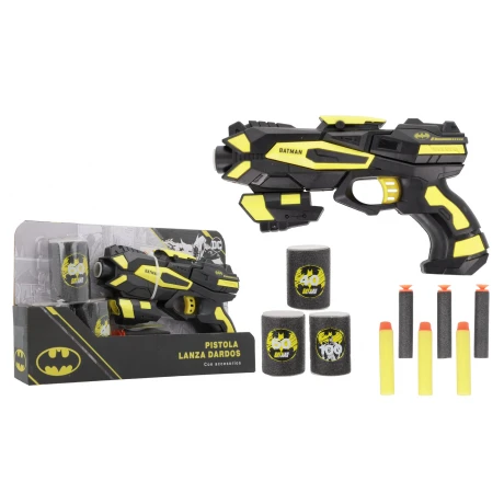 PISTOLA DARDOS BATMAN SOFT DART C/6 DARDOS Y 3 CILINDROS PISTOLA DARDOS BATMAN SOFT DART C/6 DARDOS Y 3 CILINDROS