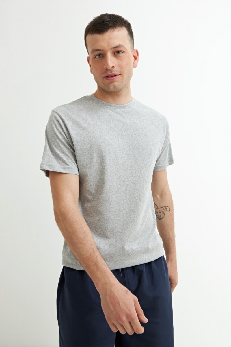 Remera cuello redondo - Gris melange 