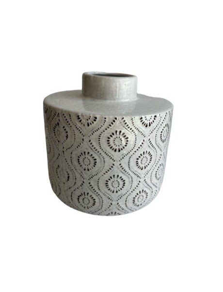FLORERO ÉTNICO CERÁMICA 17X17X15.5CM BLANCO FLORERO ÉTNICO CERÁMICA 17X17X15.5CM BLANCO