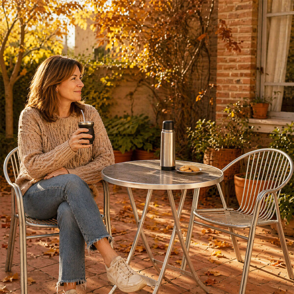 Juego De Aluminio Para Exteriores de 1 Mesa redonda y 2 Sillas Juego De Aluminio Para Exteriores de 1 Mesa redonda y 2 Sillas