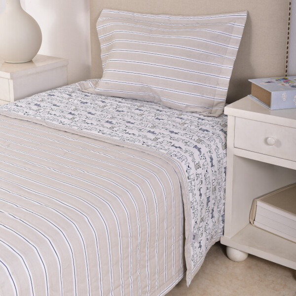 Cubrecama Col. Kids Doggy Azul Y Beige