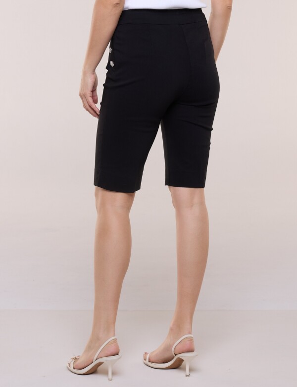 Bermuda Elastizada Marinero Con Botones NEGRO