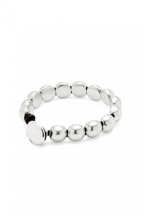 PULSERA CON CUENTAS PEQEÑAS DE ALEACIÓN DE METALES BAÑADAS EN PLATA DE LEY Pulsera