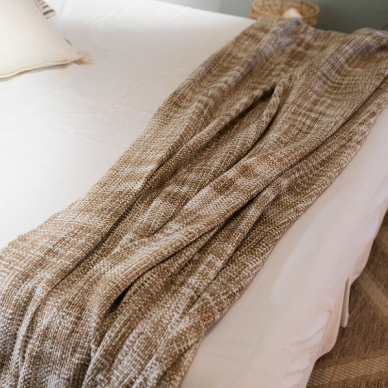 Manta para sillón y cama algodón Rústica beige 230cm