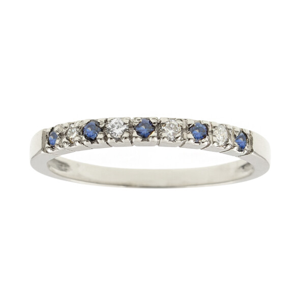 Anillo Alternancia de oro blanco 18k con zafiros y brillantes Anillo Alternancia de oro blanco 18k con zafiros y brillantes