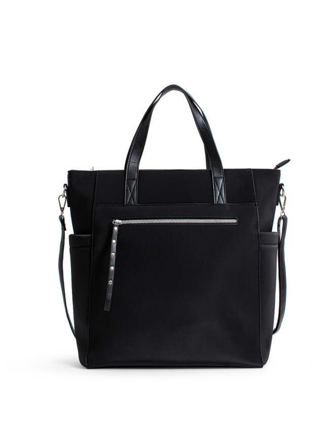 Shopper Flores Cartera Shopper Con Doble Asa - Negro