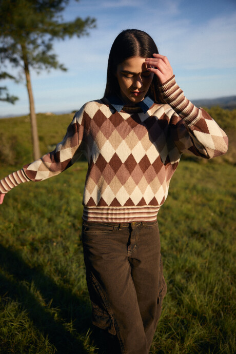 Sweater Escocesa Marron