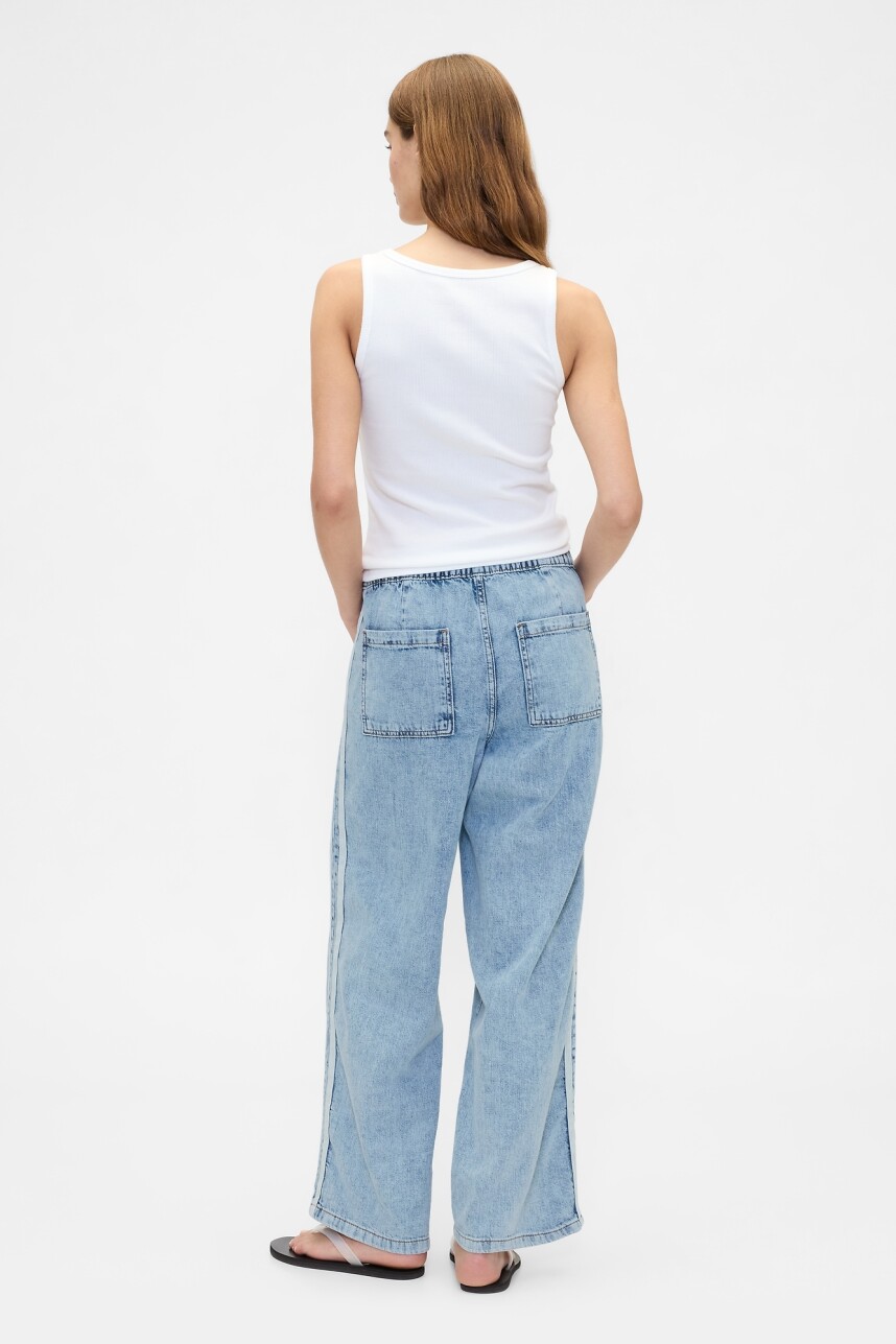 Jean Wide Leg Pull On Mujer Medium Wash