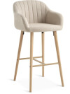 Taburete de bar ADSLEV tela beige/color roble Taburete de bar ADSLEV tela beige/color roble