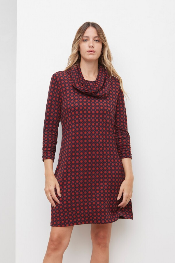 Vestido Cuello Desmontable ROJO/MULTI