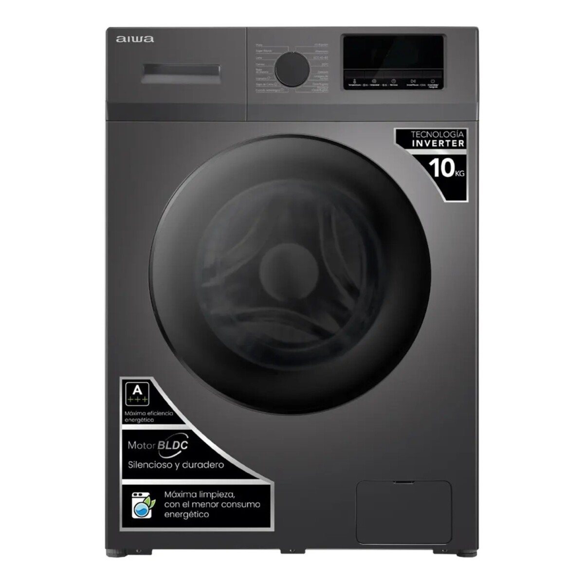 Lavarropas Automático Inverter Aiwa 10kg Frontal - Gris 