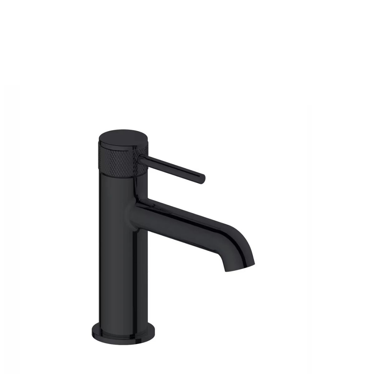 Grifería De Lavatorio Monocomando Bajo De Mesada Volante Labrado Negro Mate 