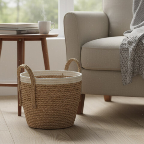 Canasto Mimbre con Borde de Hilo Home Class 35 x 30 cm U