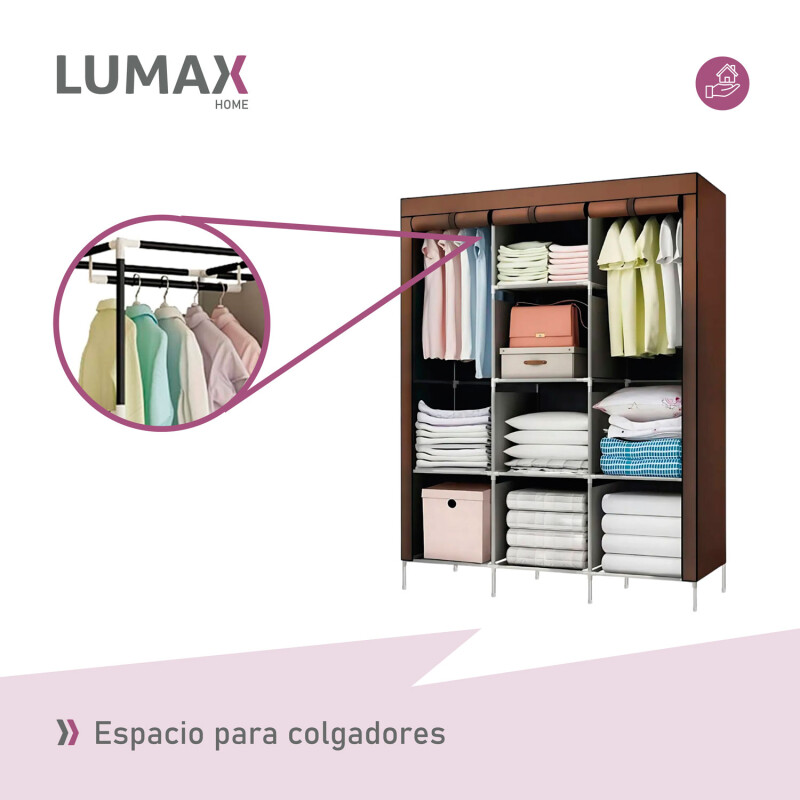 Ropero de 8 Estantes Desmontable de Caño y Tela TNT 175x45x130 Marrón