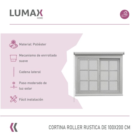 Cortina Roller Rústica Lumax Colores 1.0 X 2.0 M Calidad Gris