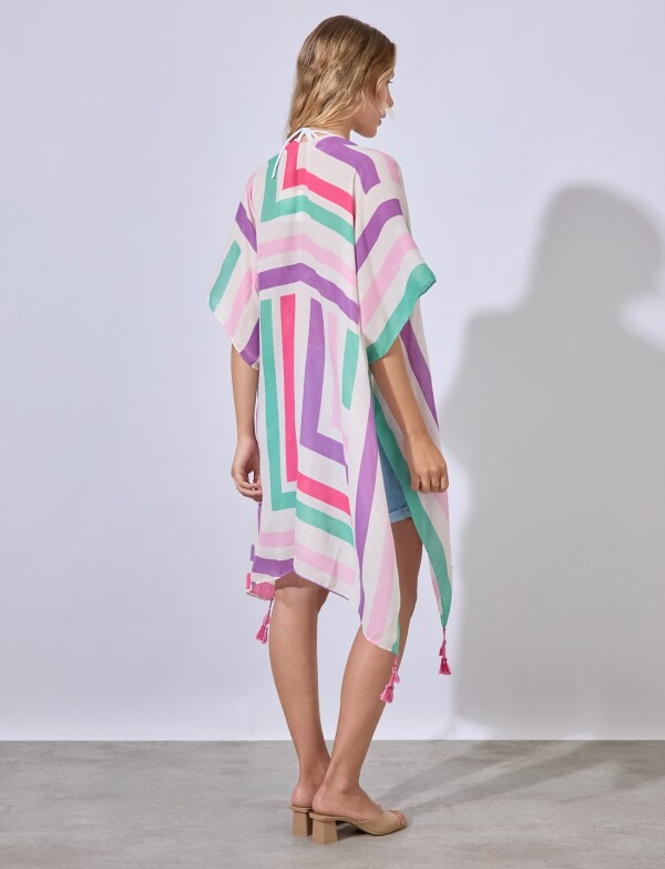 Kimono Lineas MULTI/FUCSIA