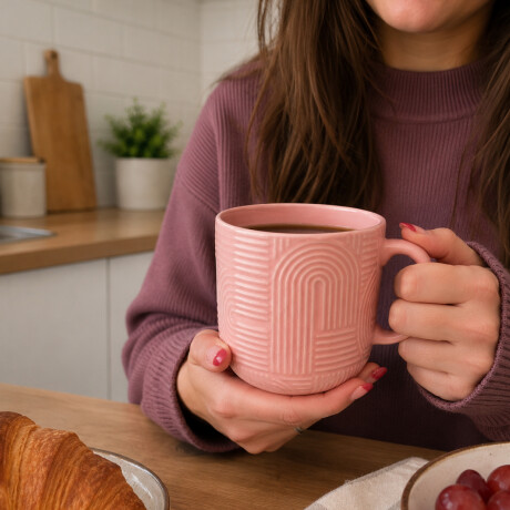 Taza de cerámica textura arcos Rosado