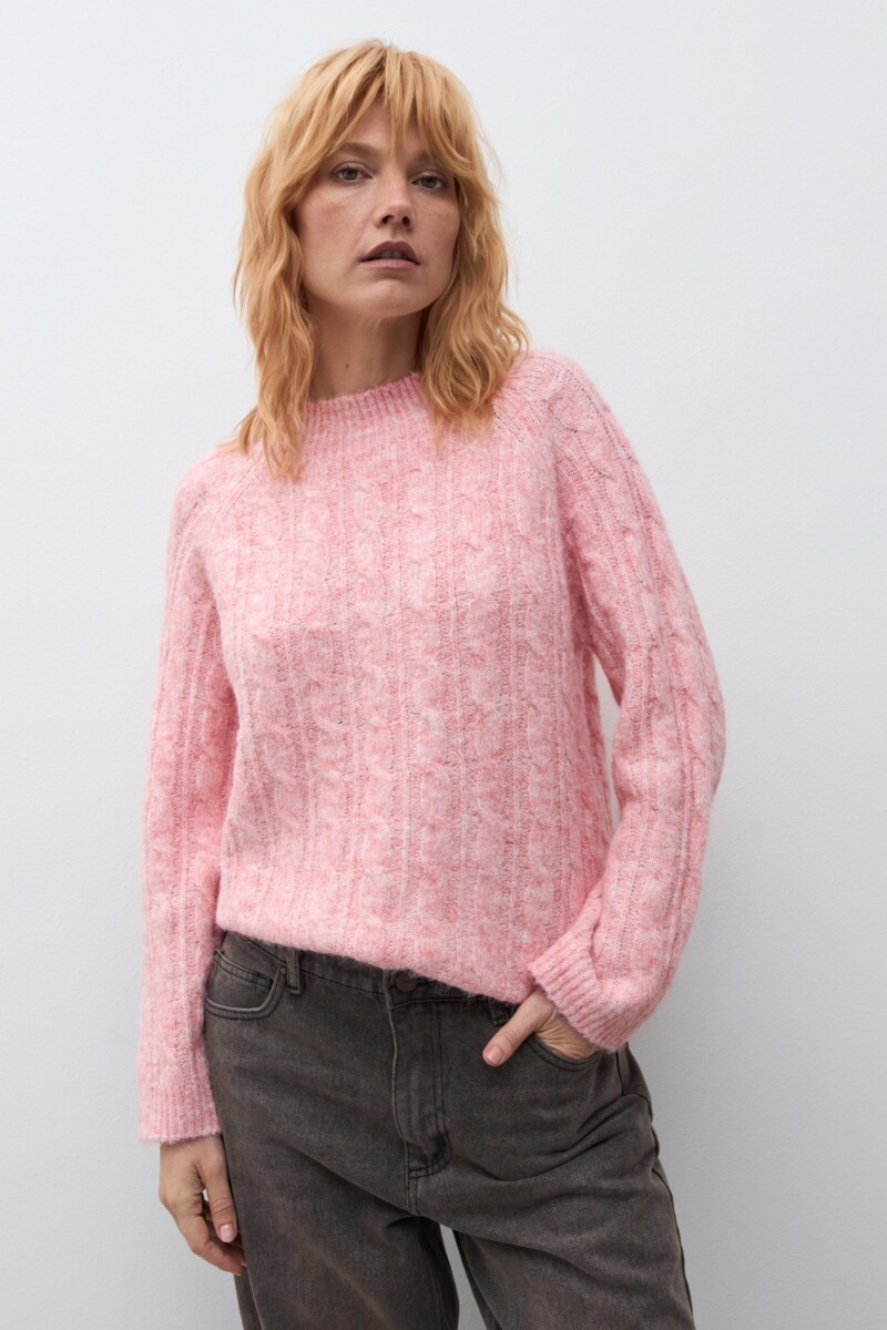 Sweater estructuras rosa melange