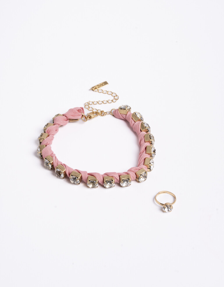 Tobilleras Cordón Set De Tobillera Y Anillo - Rosa Viejo