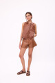SHORT WIDE XL COURO Camel