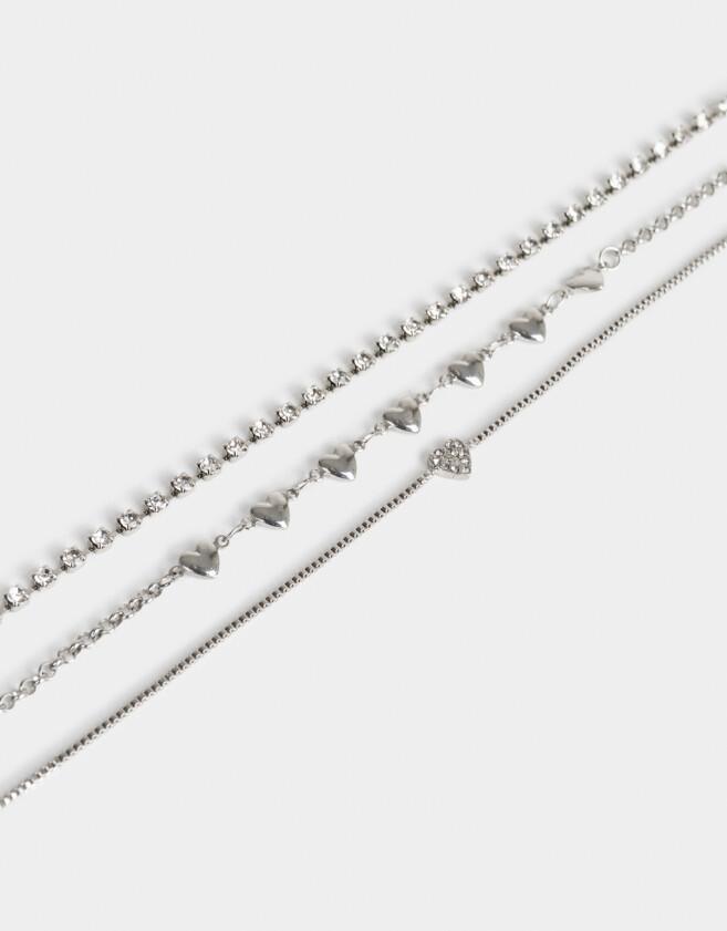 Pulseras Flexibles Sets Con corazón Set De Pulseras Con Corazones - Plateado