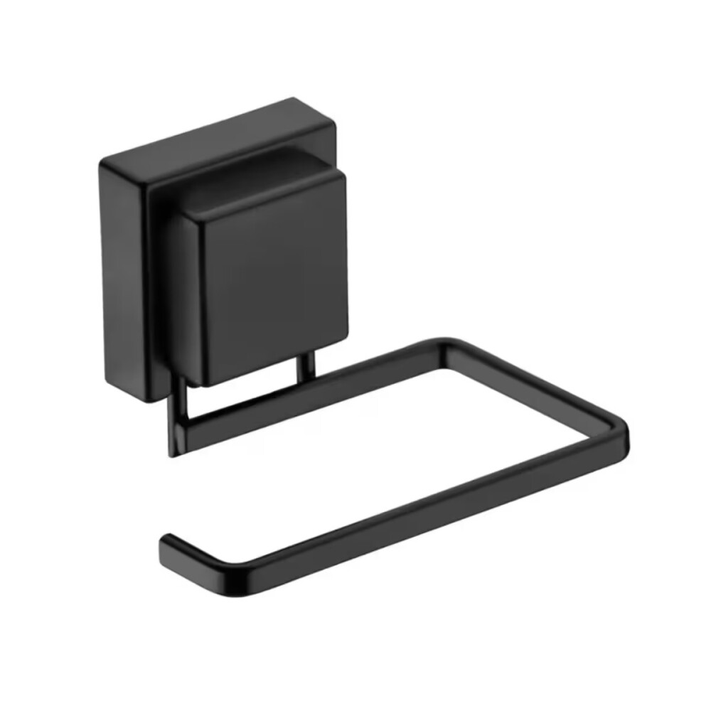 PORTARROLLO CON VENTOSA CUADRADA NEGRO MATE Portarrollo Con Ventosa Cuadrada Negro Mate