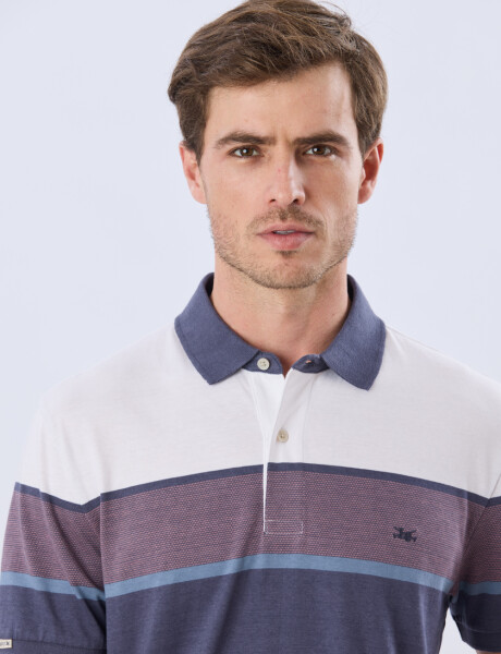 REMERA POLO RAYADA JERSEY Blanco