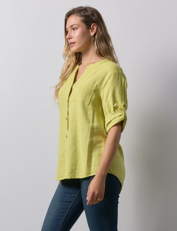 Blusa Lino Botones VERDE