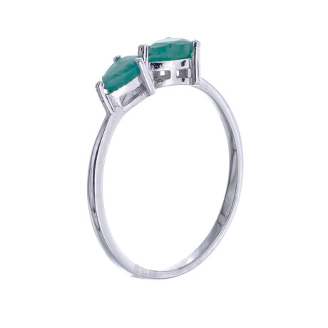 Anillo de Plata Rodinada, Esmeralda y circonias Anillo de Plata Rodinada, Esmeralda y circonias