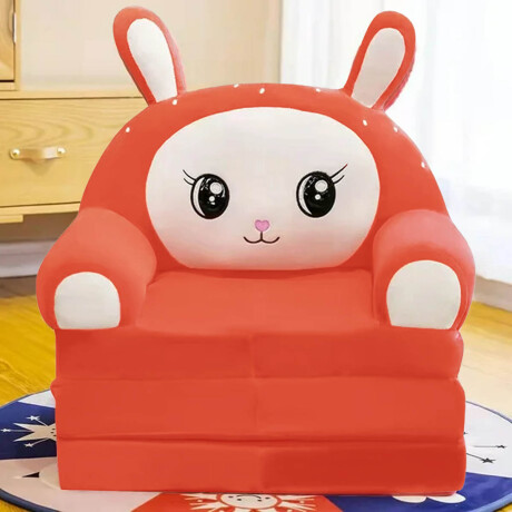 Sillón Cama Plegable 2 En 1 Infantil Animales Felpa Naranja