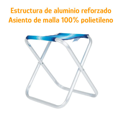 Banqueta Plegable Aluminio Mor Reforzada 90kg Polietileno Azul/celeste