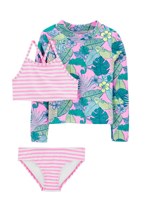 Traje de baño tres piezas con protección UPF 50+ diseño iguana Traje de baño tres piezas con protección UPF 50+ diseño iguana