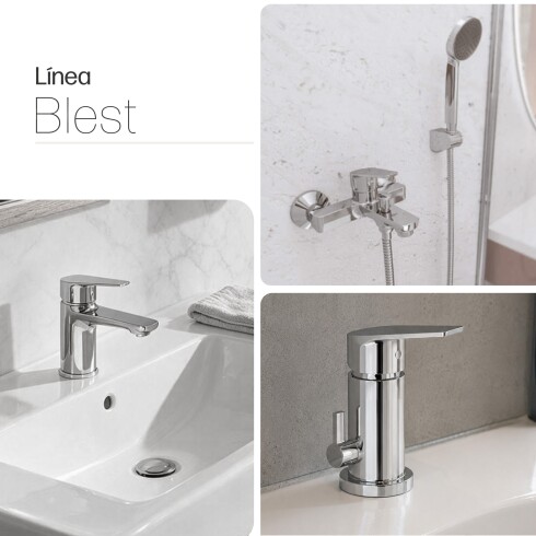 JUEGO DE GRIFERIA LAVATORIO BIDET MONOCOMANDO BRILLO BLEST CROMO