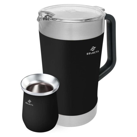 Set Jarra Térmica 1.9Lt + Mate 330Ml Acero Inox Doble Pared Negro