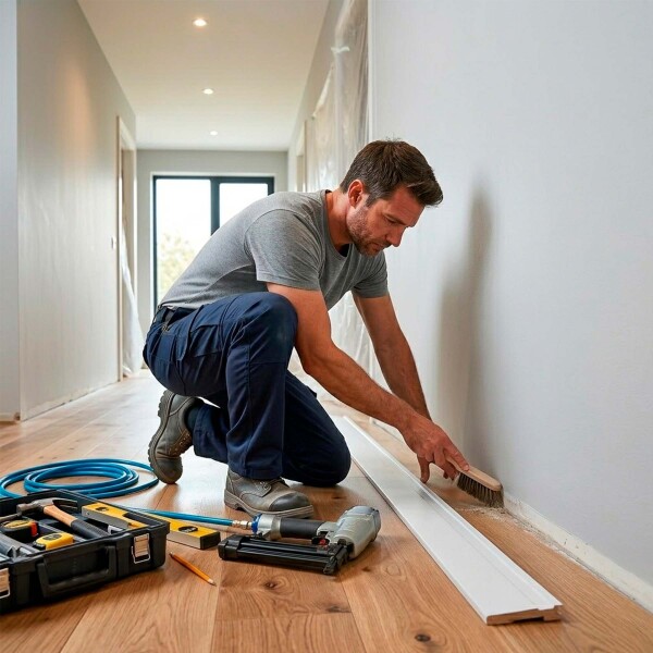 Zócalo De Pvc Plasbil 15mm X 70mm X 2,40M Blanco Pasa Cable Color Blanco